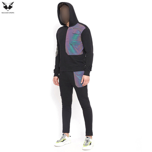 Custom Logo Men Reflective Tracksuit Holographic Multi Pocket Techwear Hoodie Jogger <b>Set</b> Wholesale OEM Men Gym Sports Suit - Product Image 5