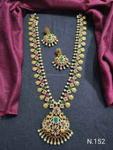 American Diamond Peacock & Flower Design Coin Laxmi With Pearl Temple <b>Jewellery</b> Stylish High Quality <b>Jewellery</b> <b>Set</b> Women & Girl - Product Image 2