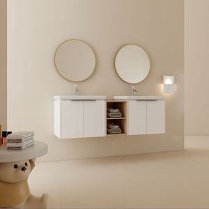 Mobile da Bagno con Chiusura Ammortizzata da 60 Pollici con Lavabo e Piccoli Ripiani Portaoggetti BVC07460WHLTK - Product Image 5