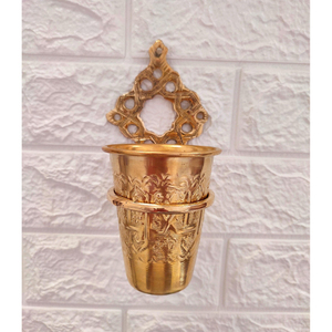 Wholesale Pure Brass Filter Coffee Dabara Set With Hand Painted Floral Design Indian Coffee <b>Cup</b> And <b>Saucer</b> Kitchen Tableware - Product Image 5