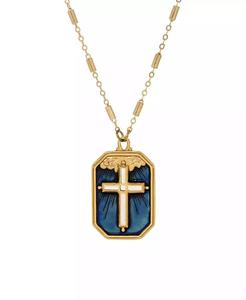 Collana con Croce Blu Smaltata Simbolo di Fede |   2028 - Product Image 1