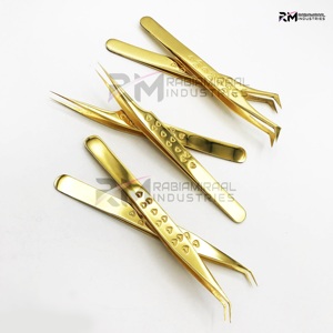 แหนบต่อขนตาเคลือบทอง 24k ระดับมืออาชีพ สำหรับต่อขนตาแบบวอลลุ่ม ปลายแหลมสแตนเลสสตีล รับทำโลโก้-ขายส่ง - Product Image 6