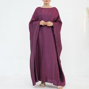 Abayas pour femmes en soie et mousseline, couleur violette personnalisée, anti-rides, légères, respirantes, extensibles dans quatre directions, vêtements musulmans - Product Image 2