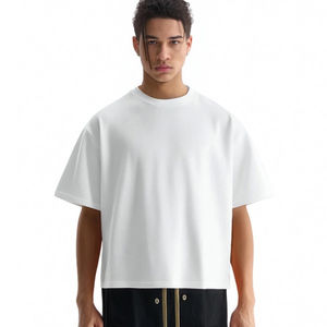Basic <b>Men's</b> Oversized <b>Cropped</b> T-Shirt 100% Cotton Blank O Neck Eco-Friendly Boxy Style Manufactured by <b>Top</b> Producer - Product Image 1