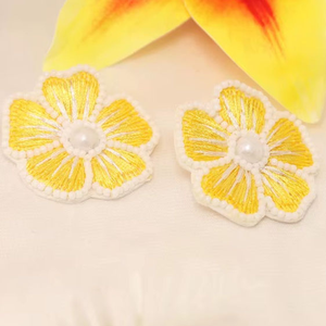 Handcrafted Glass Seed Beads Cute Embroidery Hoop <b>Earrings</b> Secure Lock <b>Back</b> Lightweight Comfortable Customized Game Day - Product Image 1