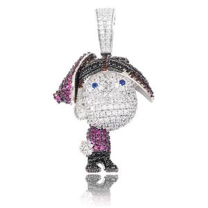 Collar con Colgante de Personaje de Dibujos Animados, Joyería con Circonita Cúbica, Bañado en Rodio, Latón, Estilo Hip Hop Unisex - Product Image 4