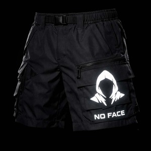 กางเกงขาสั้นเทคแวร์ผู้ชายพิมพ์ลายสะท้อนแสง หลายกระเป๋า สไตล์ทหาร สีดำ ขายส่ง พร้อมโลโก้สั่งทำ - Product Image 1