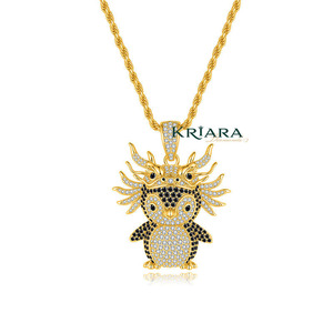 Pendentif pingouin en argent 925 plaqué rhodium avec cristaux ronds en strass, bijoux unisexes à thème de dessin animé mignon - Product Image 2