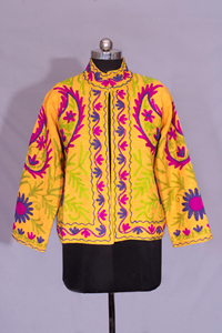 Chaqueta corta de tela TNT Suzani hecha a mano con bordado floral de estilo étnico PARA fiestas, celebraciones y bodas. - Product Image 3