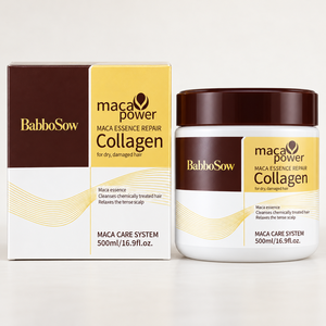 <span class=keywords><strong>Maschera</strong></span> per <span class=keywords><strong>Capelli</strong></span> al Collagene BabboSow Maca Power 500ml, Barattolo Bianco con Coperchio Marrone e Confezione in Cartone - Product Image 2
