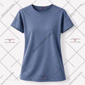 เสื้อยืดคอกลมผู้หญิงแบบเรียบง่าย ผ้าฝ้าย 100% สวมใส่สบาย ระบายอากาศได้ดี แขนสั้น แฟชั่นฤดูร้อน รับผลิตแบบ OEM ODM - Product Image 6
