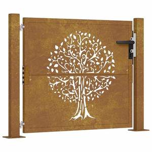Portail de jardin en acier Corten 39,4x39,4 avec motif d'arbre unique pour l'aménagement extérieur - Product Image 2
