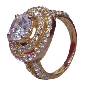 Gemvanity SR1461 Anillo de Oro de 14K Chapado en Oro, Diseño Clásico de Lujo Cristiano con Moissanita de Corte Brillante, Regalo Unisex para Mujer - Product Image 1