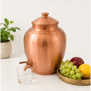 Distributeur d'eau en cuivre pur moderne et écologique au design magnifique, robinet anti-fuite, grande capacité, Matka d'eau ayurvédique pour la maison - Product Image 4