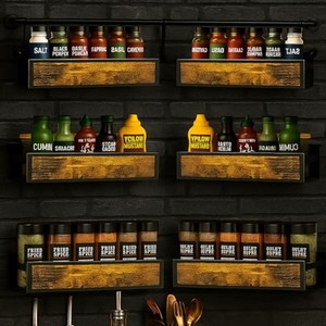 Estante Industrial para Especias de Madera de Pino al por Mayor |   Organizador de Cocina Rústico - Product Image 3