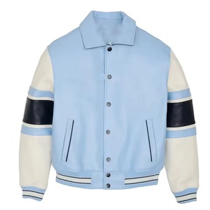 OEM Custom Wholesale Premium Varsity <b>Jacket</b> Contrast Leather Sleeve Letterman <b>Jacket</b> Button Up <b>Men</b> Outerwear Manufacturer - Product Image 1
