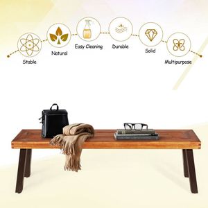 Banco de Comedor de Madera de Acacia para Patio con Patas de Acero, 1 Pieza, Muebles de Exterior - Product Image 4