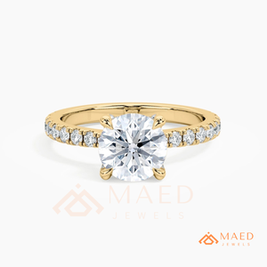 Moissanite Round <b>Solitaire</b> <b>Ring</b> for Women Gold Tone Engagement Anniversary Jewelry Elegant Daily Wear Style - Product Image 5