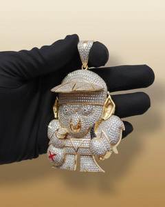 Pendentif fantaisie en moissanite taille ronde, motif dessin animé, en argent 925, pendentif homme en moissanite, pendentif 3D personnage dessin animé pour cadeaux - Product Image 4