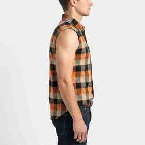 Nouvelle Arrivée Chemise à Carreaux en Flanelle Sans Manches pour Homme, Col Boutonné, Décontractée, en Coton Tissé Respirant, pour l'Automne - Product Image 2