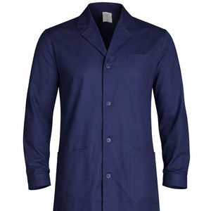 Bata de Laboratorio Unisex Azul Marino, Ropa de Trabajo Médica Profesional de Longitud Completa con Diseño de Tela Resistente y Cierre Seguro con Botones Delanteros - Product Image 4