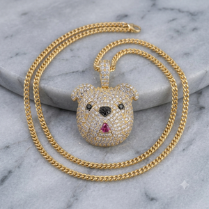 Pendentif personnalisé SHRAMAN DIAMOND en argent 925 plaqué or, diamant brillant de laboratoire, tête de bouledogue, style hip-hop, pour soirée - Product Image 6