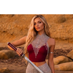 Silver Plated Chainmail <b>Top</b> with Fringe Detail <b>Red</b> <b>Crop</b> <b>Top</b> Fashion Armor Wear for Women Metal Craft Jewelry Style - Product Image 2