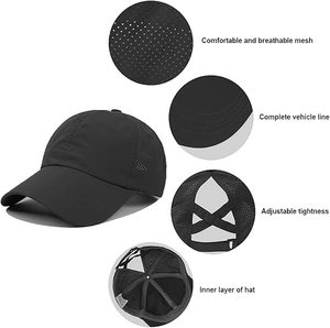 Gorra de Béisbol Negra de Malla, 6 Paneles, Ajustable, Unisex, Estilo Casual, Color Sólido, Transpirable, para Exteriores, Primavera/Verano, Estilo Adulto - Product Image 2