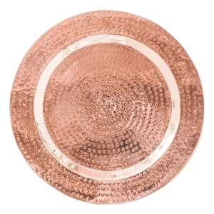 Assiettes de présentation or rose, design martelé, métal, 12 pouces, pour anniversaire, fiançailles, vaisselle de fête - Product Image 1