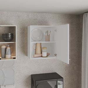 Armadietto da parete bianco da 23,6 pollici per cucina, 1 anta e 2 ripiani - Product Image 6