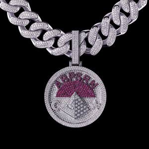 Custom Round Moissanite Pendant Necklace Gold Plated <b>Chain</b> Hip Hop <b>Ice</b> <b>Out</b> Disc Charm for Men Women Party - Product Image 2