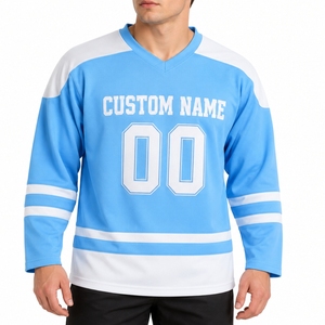 Camiseta de hockey sobre hielo azul cielo personalizada de manga larga, OEM, sublimación personalizada, de secado rápido, ajuste atlético para hombre. - Product Image 1
