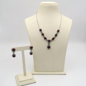 Charming <b>Ruby</b> Oval <b>Necklace</b> And Earring Set Elegant Womens Gemstone Fashion Jewelry Perfect Collection - Product Image 3
