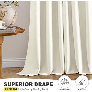 Tende Oscuranti Termoisolanti con Occhielli Solidi, Colore Crema, per Camera da Letto e Soggiorno, Lunghezza 63 Pollici, 2 Pannelli - Product Image 1