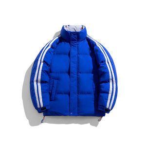 Wholesale Custom Men's Zipper Cotton Puffer <b>Jacket</b> Coat Hot Selling Stand Collar <b>Denim</b> Letter Printing Winter Standard - Product Image 5