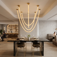 Pendentif ovale en laiton massif personnalisé avec chaîne en albâtre espagnol et télécommande, éclairage d'hôtel moderne et élégant pour espaces haut de gamme