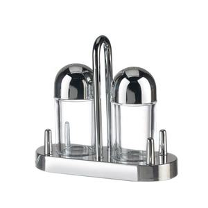 Clear Salt <b>and</b> Pepper Shakers <b>Set</b> With Stand - Product Image 2