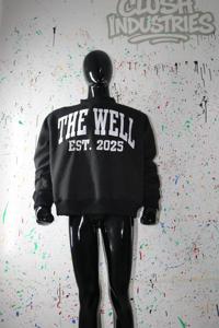 THE WELL BLACK <b>Mock</b> <b>Neck</b> Sweatshirt 100% WHITE Applique Embroidery wide <b>neck</b> Sweatshirt Finer Threads - Product Image 3