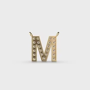 Maravilloso Colgante de Moissanita en Forma de 'M' Chapado en Plata, Corte Brillante, Estilo Hip Hop, Joyería de Lujo, Amuletos Clásicos Unisex para Fiesta - Product Image 2