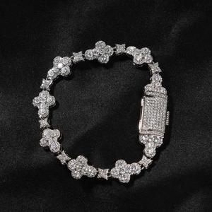 Moissanite <b>Charm</b> Chain Link <b>Bracelet</b> Sterling <b>Silver</b> 925 Gold Plated Hip Hop Sparkling Fashion Jewelry Design Elegant Unisex - Product Image 2