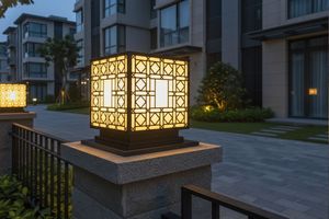 Lámpara de Jardín LED Geométrica, Lámpara de Poste Exterior de Acero con Recubrimiento de Polvo Negro de 12 Pulgadas, Iluminación Cálida para Jardín, para Villa, 220V - Product Image 3