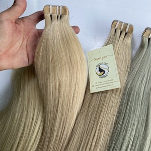 Extensions de cheveux humains Remy vierges à Double bande, de haute qualité, # 1B #613, blond, cuticule alignée - Product Image 3