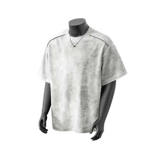Camiseta de Cuello Alto de Manga Corta Azul Rey para Hombre, 100% Algodón, Secado Rápido, Corte Holgado, Tejido de Punto Sólido Formal - Product Image 2