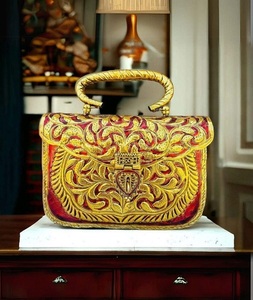 Handmade Designer Gold-Plated <b>Silver</b> Antique Finish Brass Fashion Ladies Bridal <b>Clutch</b> Bag for Valentine's Day Anniversary - Product Image 5