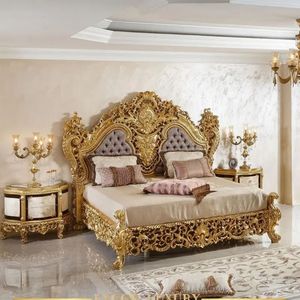 Juego de Dormitorio King Size Montage Beverly Hills, Estilo Tradicional de Lujo, Cama de Caoba Tallada en Oro Real, para Hotel o Villa, Garantizado - Product Image 1