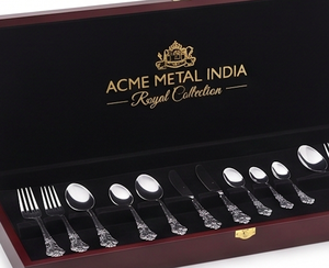 Elegant <b>Silver</b> Finished Flatware Set Stainless Steel <b>Mirror</b> Polish With <b>Ornate</b> Handles Dishwasher Safe For Wedding And Hotel - Product Image 4