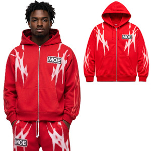 <b>Bleach</b> Effect Design Full Zip Hoodies for Men Cotton Fleece Heavyweight Oversized Streetwear Custom Logo Hoodie Wholesale - Product Image 1