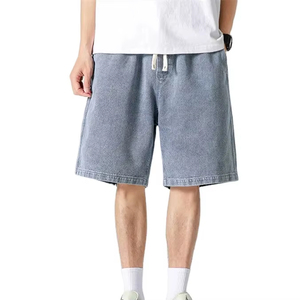 กางเกงยีนส์ขาสั้นผู้ชายทรงลำลองแบบมีเชือกผูก เอวกลาง สีซีดสไตล์วินเทจ คุณภาพสูง เหมาะสำหรับฤดูร้อน ทำจากผ้าฝ้าย - Product Image 6