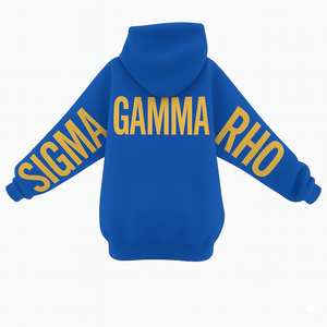 Sigma Gamma Rho Premium Impreso Oversize Sudadera con capucha Algodón Poliéster Elegante Estilo universitario Logotipo frontal griego personalizado - Product Image 2
