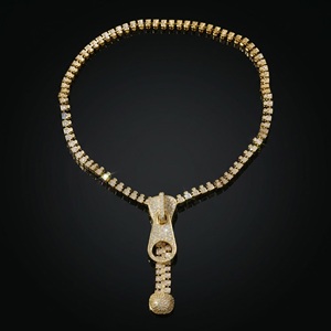 Collier pendentif fermeture éclair en argent 925 avec moissanite et diamants de laboratoire, style Hip Hop pour femme, étincelant et unique - Product Image 4